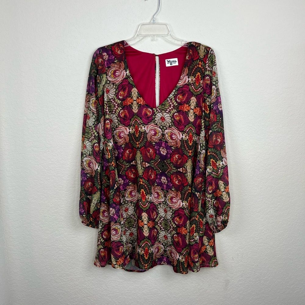 Show Me Your Mumu mosaic print long sleeve dress size Large